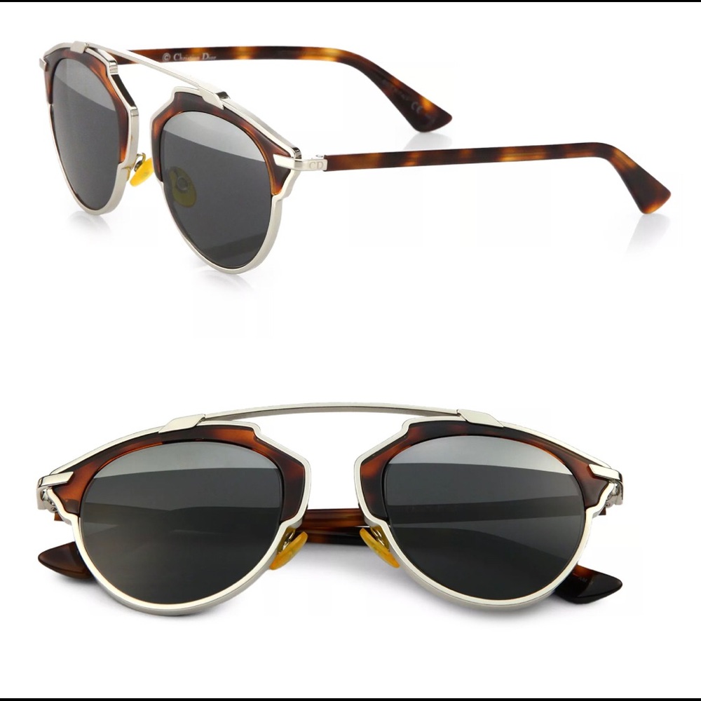 Dior So Real Sunglasses in Silver, Black & Brown